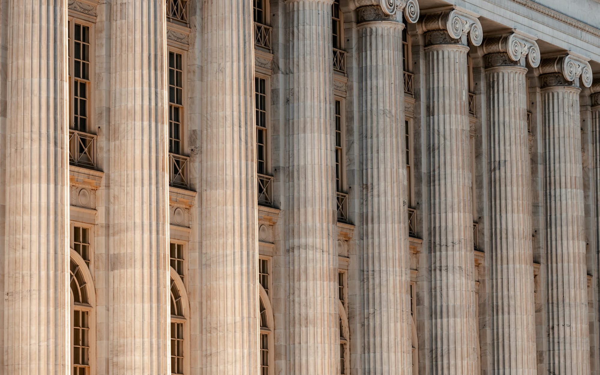 Stone columns of a classical courthouse